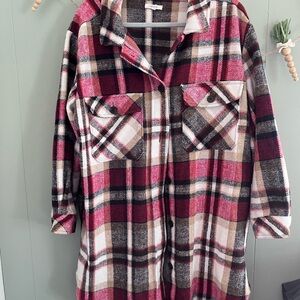 Maurices Plaid Utility Jacket - Red, Black, Cream